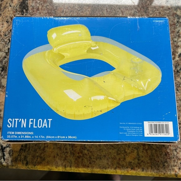 New in Package Yellow Sit'n Float Pool Lounger - Picture 3 of 3